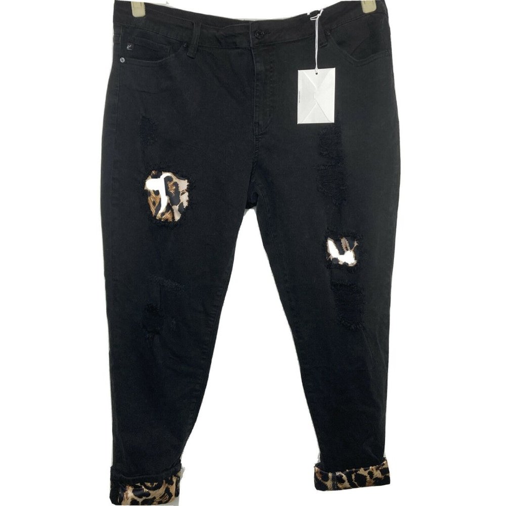 Kancan Jeans Women’s 3XL Black Animal Print Cuff